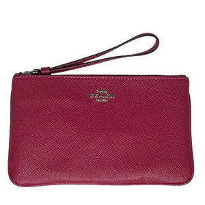 Coach red pebble leather 8"x5" wristlet clutch wallet F57465 EUC